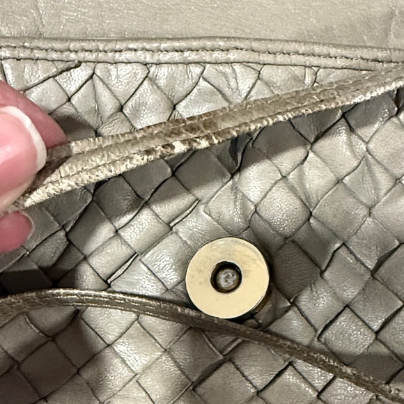 Vintage Bottega Veneta Intrecciato Woven Small Crossbody Bag in Taupe/Beige